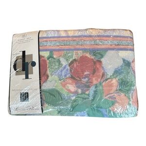 NEW VTG Dan River Lanai Full Sheet Set Multicolor Floral Percale 200 Thread CT